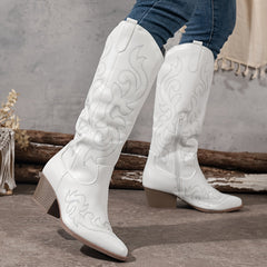 Botas Vaqueras Mujer Altas con Tacón de Bloque