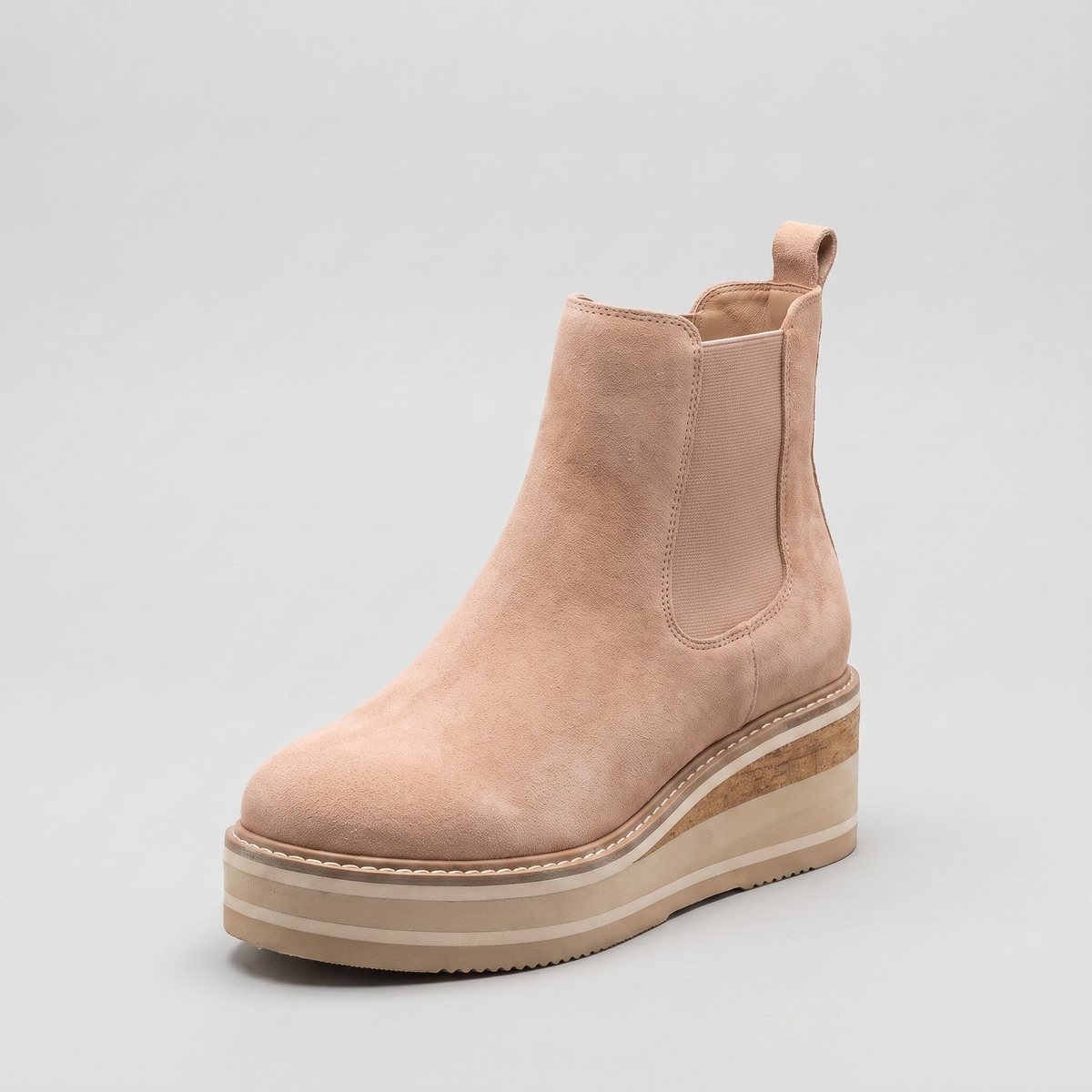 Botas Chelsea Mujer con Plataforma Tipo Gamuza - Durazno