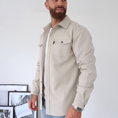 Camerino | Sobrecamisa Elegante de Textura Mate con Bolsillos de Solapa