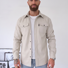 Camerino | Sobrecamisa Elegante de Textura Mate con Bolsillos de Solapa