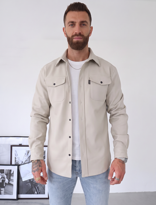 Camerino | Sobrecamisa Elegante de Textura Mate con Bolsillos de Solapa