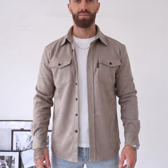 Camerino | Sobrecamisa Elegante de Textura Mate con Bolsillos de Solapa