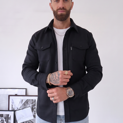 Camerino | Sobrecamisa Elegante de Textura Mate con Bolsillos de Solapa