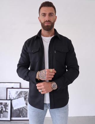 Camerino | Sobrecamisa Elegante de Textura Mate con Bolsillos de Solapa