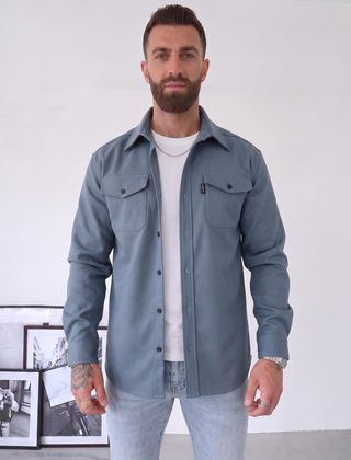 Camerino | Sobrecamisa Elegante de Textura Mate con Bolsillos de Solapa