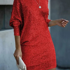 Vestido de cóctel de lentejuelas entallado - Rojo
