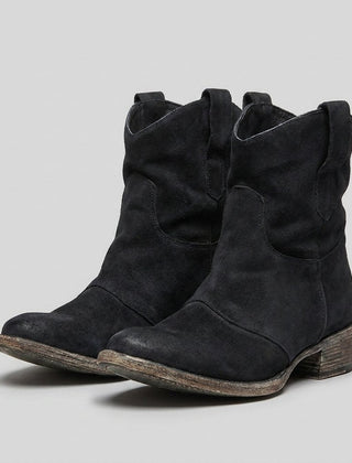 Botas Vaqueras Mujer de Diseño Limpio sin Cierre - Negro