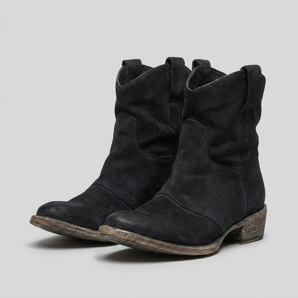 Botas Vaqueras Mujer de Diseño Limpio sin Cierre - Negro