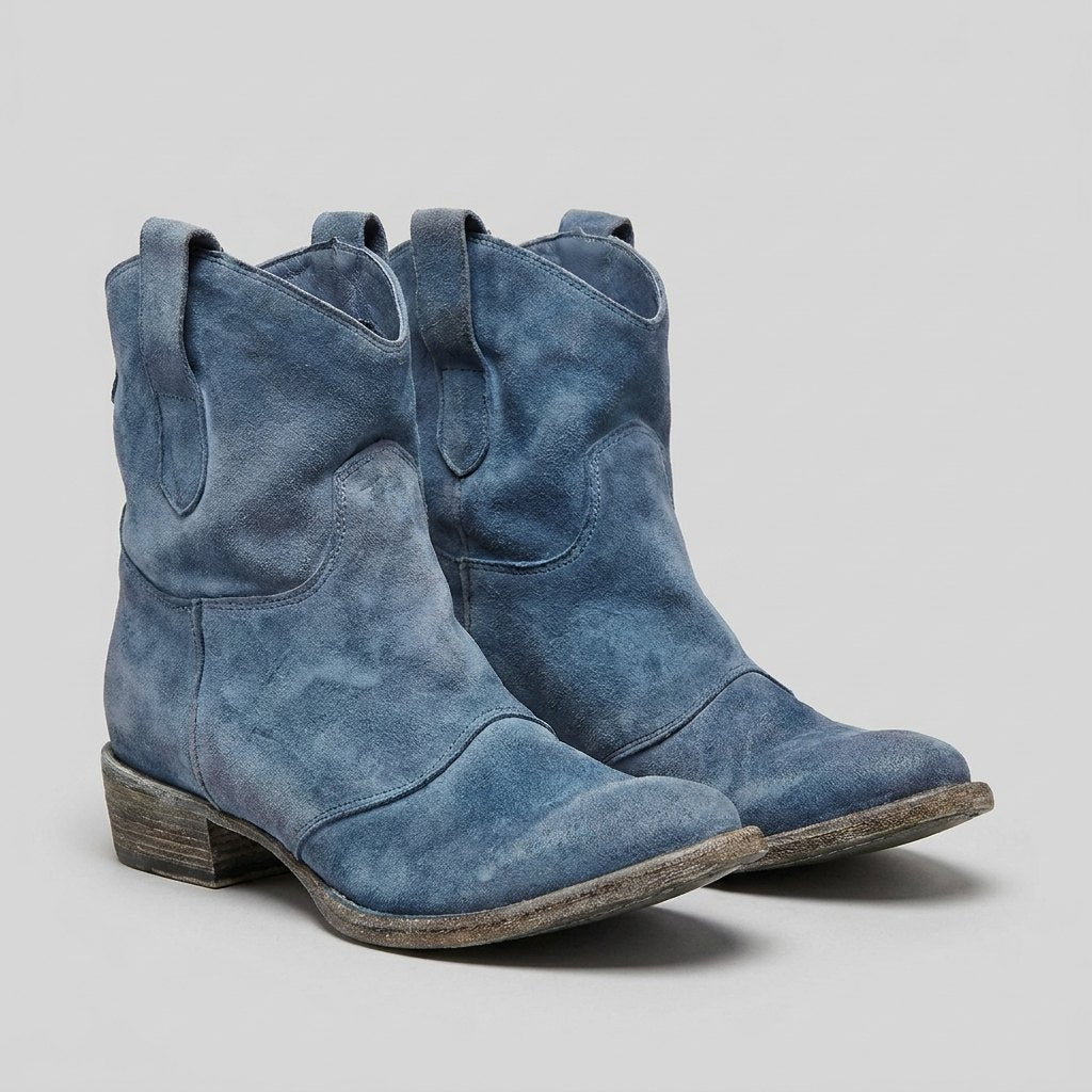 Botas Vaqueras Mujer de Diseño Limpio sin Cierre - Azul