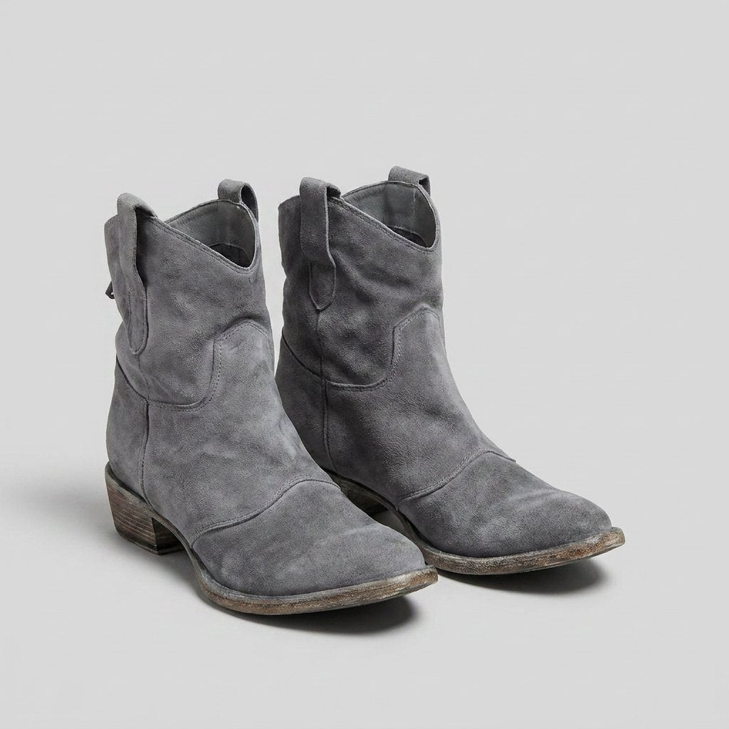 Botas Vaqueras Mujer de Diseño Limpio sin Cierre - Gris