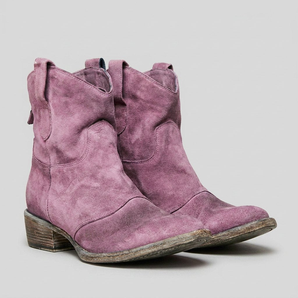 Botas Vaqueras Mujer de Diseño Limpio sin Cierre - Rosa