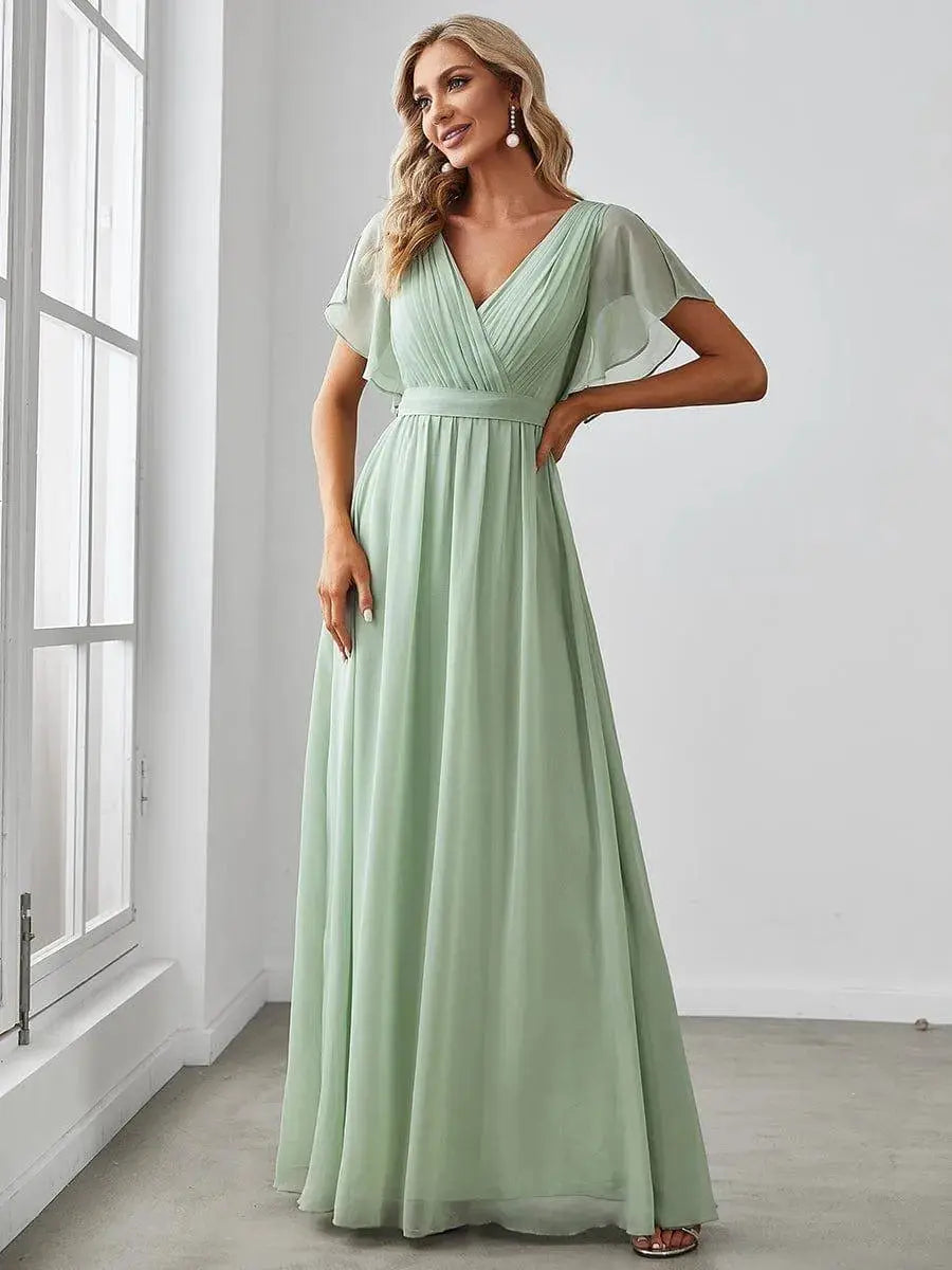 Vestido de noche elegante corte A - Verde menta