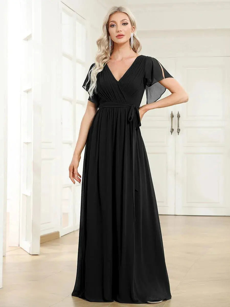 Vestido de noche elegante corte A - Negro