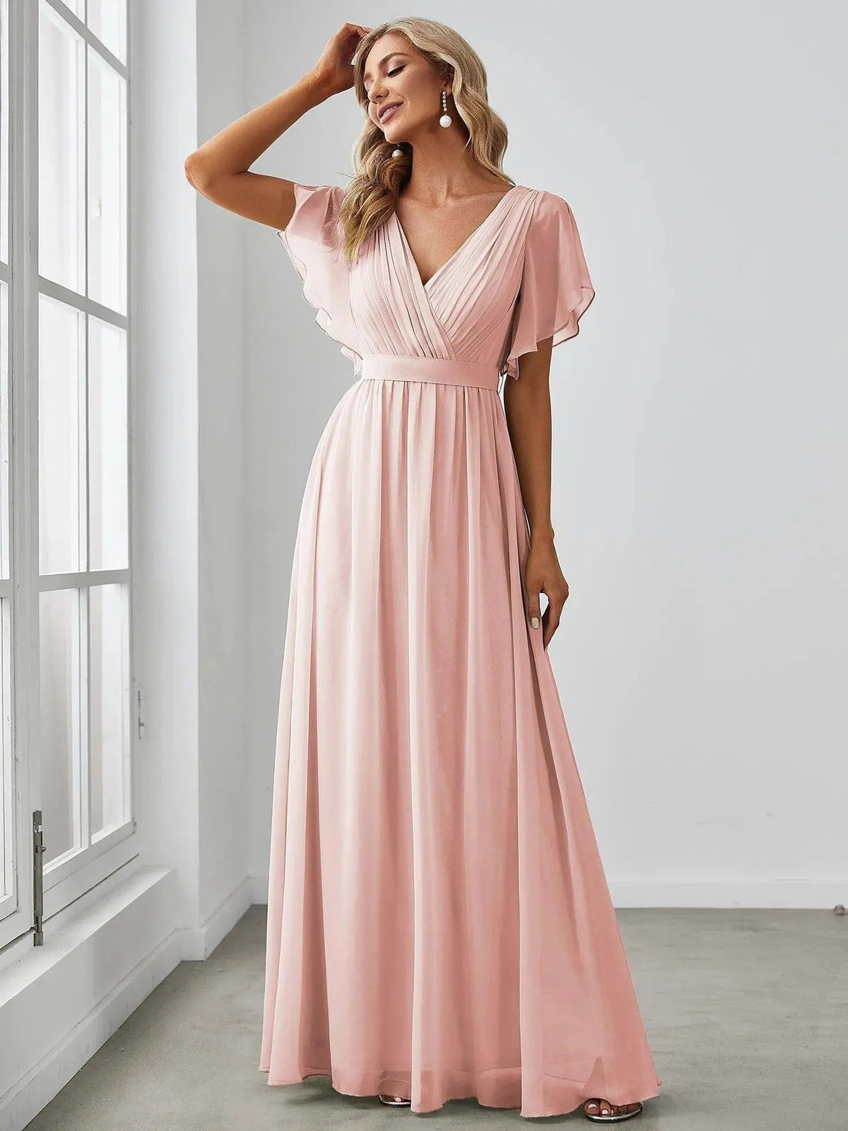 Vestido de noche elegante corte A - Rosa
