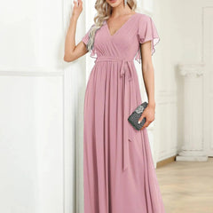 Vestido de noche elegante corte A - Rosa palo