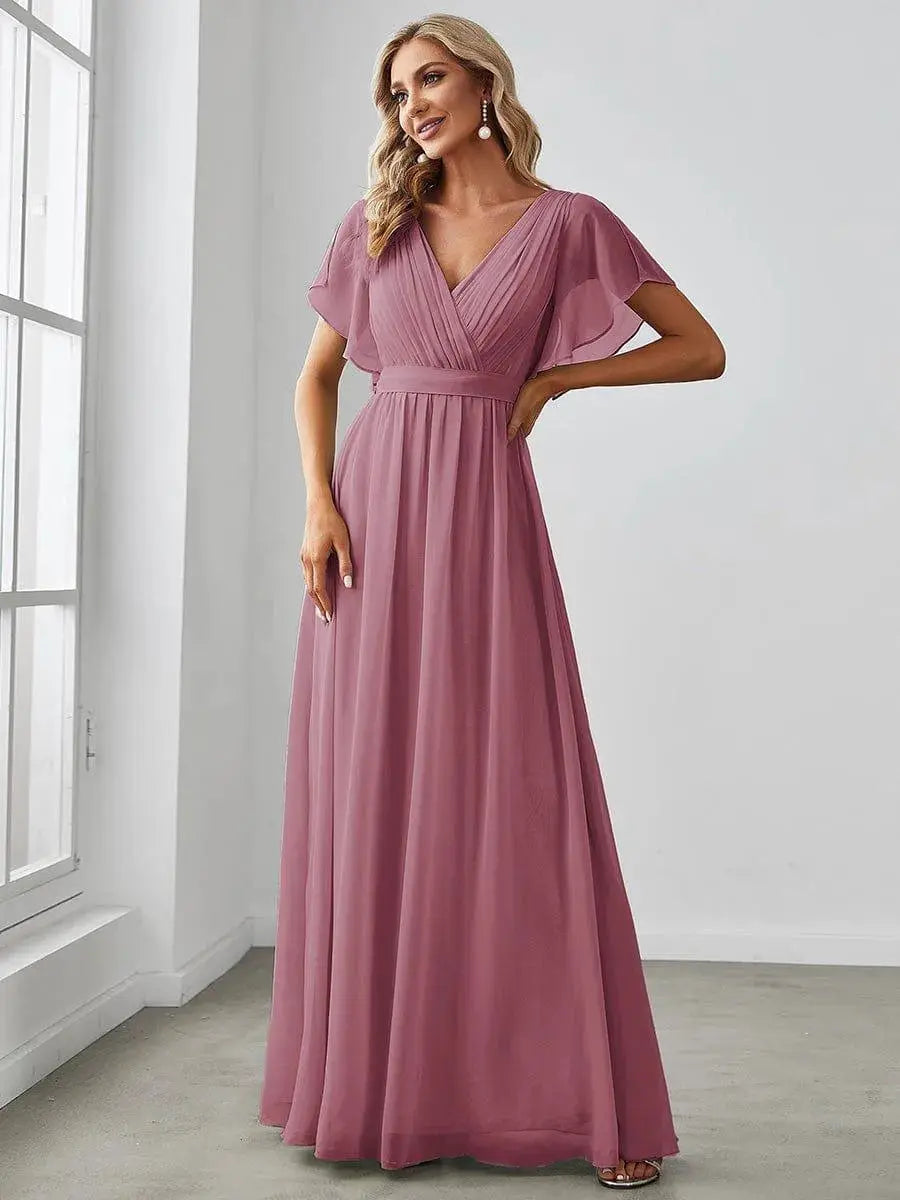 Vestido de noche elegante corte A - Orquídea