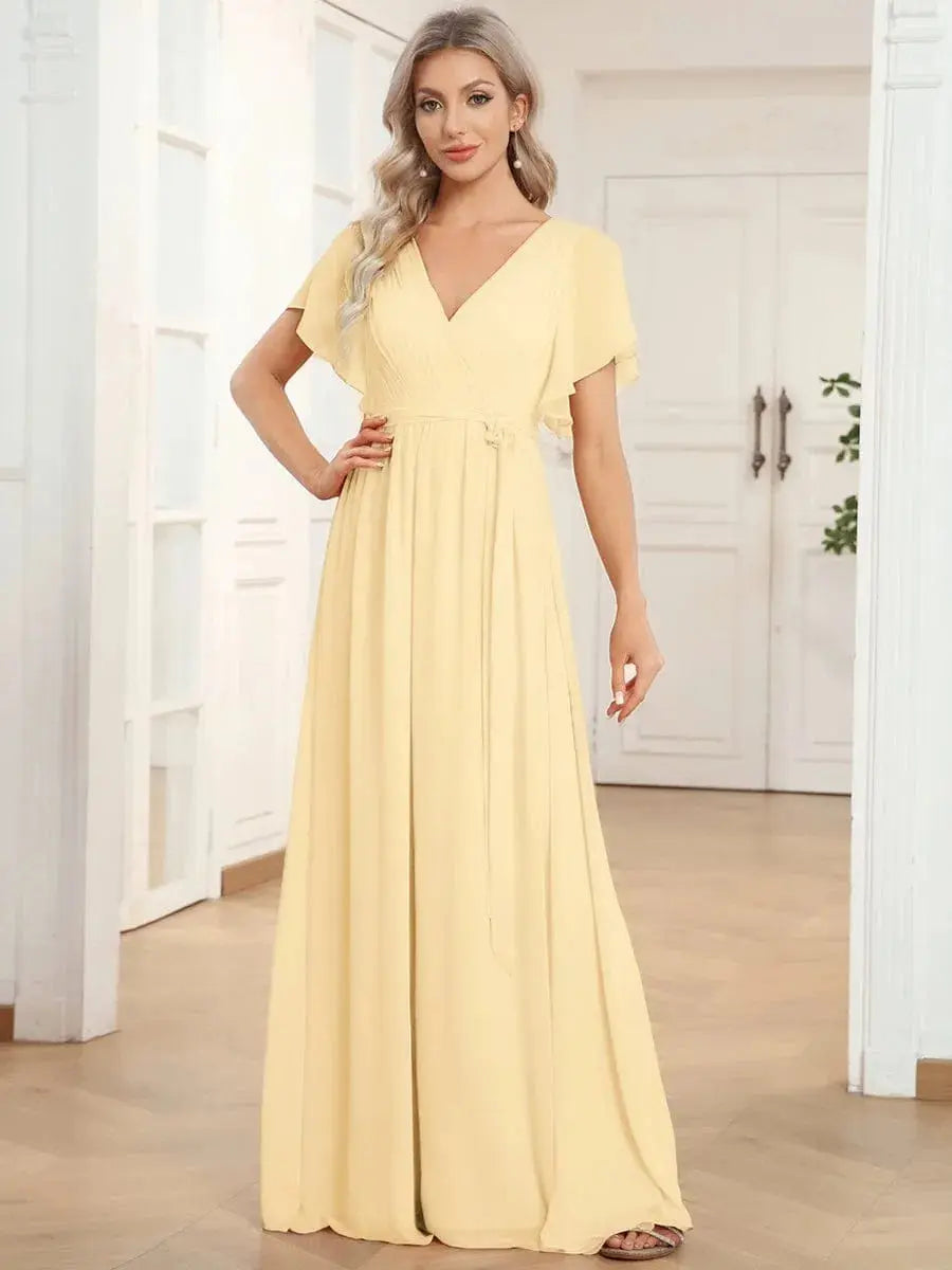 Vestido de noche elegante corte A - Amarillo