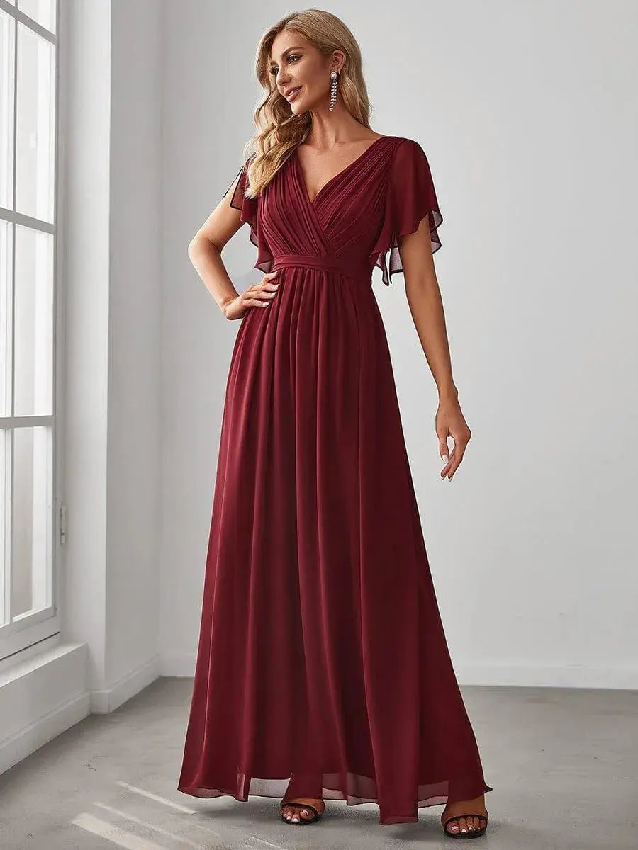Vestido de noche elegante corte A - Borgoña