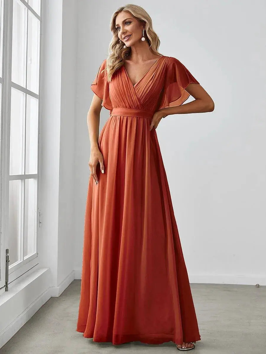 Vestido de noche elegante corte A - Naranja quemado