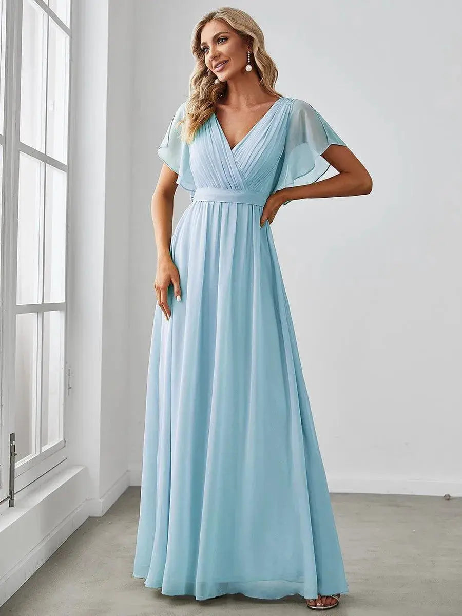 Vestido de noche elegante corte A - Azul cielo