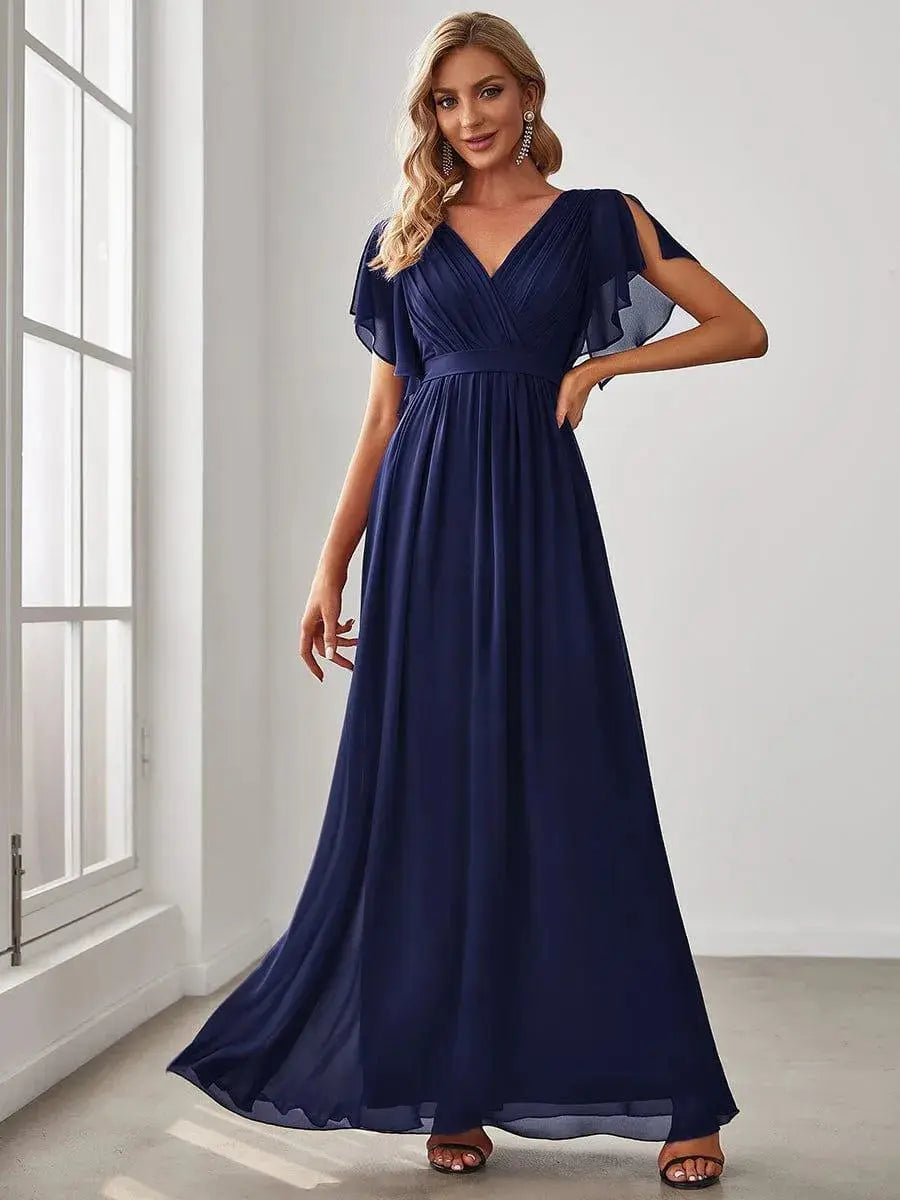Vestido de noche elegante corte A - Azul marino