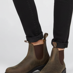Botas Chelsea Mujer con Costuras a la Vista - Gris
