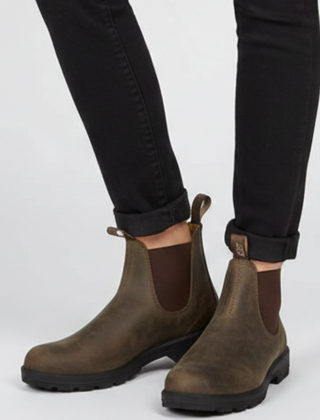 Botas Chelsea Mujer con Costuras a la Vista - Gris