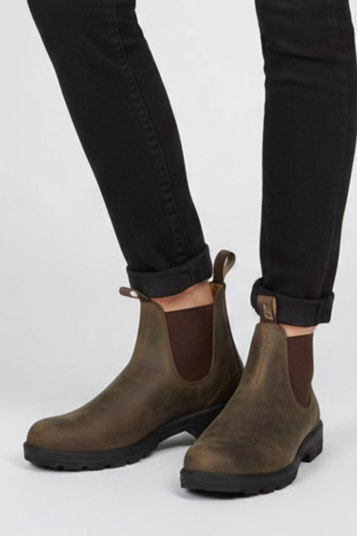 Botas Chelsea Mujer con Costuras a la Vista - Gris