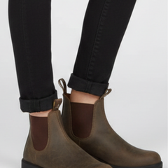 Botas Chelsea Mujer con Costuras a la Vista - Café