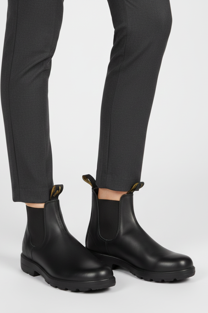 Botas Chelsea Mujer con Costuras a la Vista - Negro y café