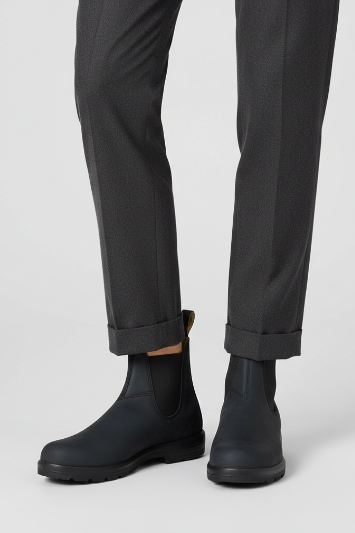 Botas Chelsea Mujer con Costuras a la Vista - Negro