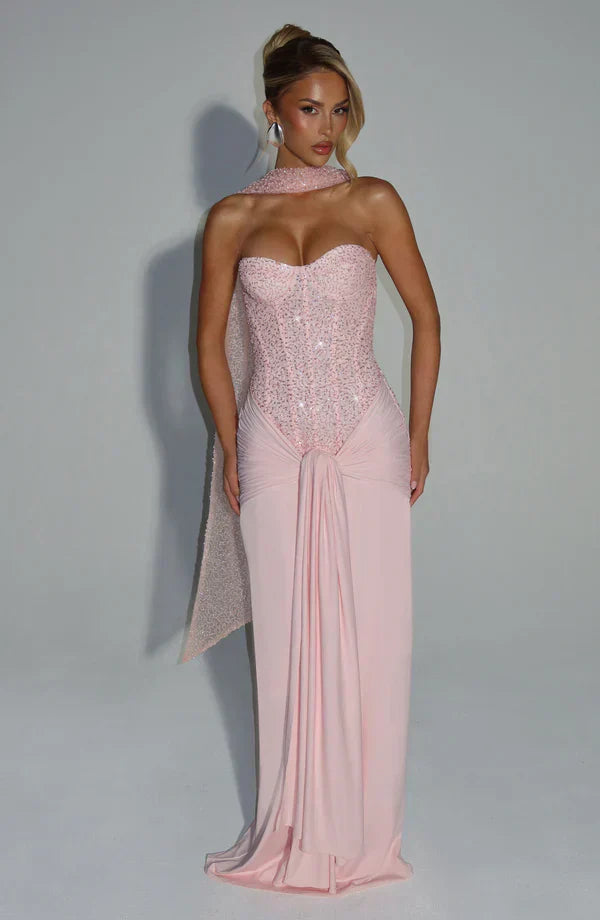 Vestido de gala corset con pedrería