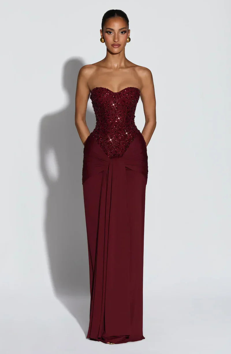 Vestido de gala corset con pedrería