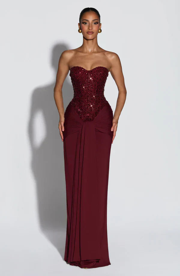 Vestido de gala corset con pedrería