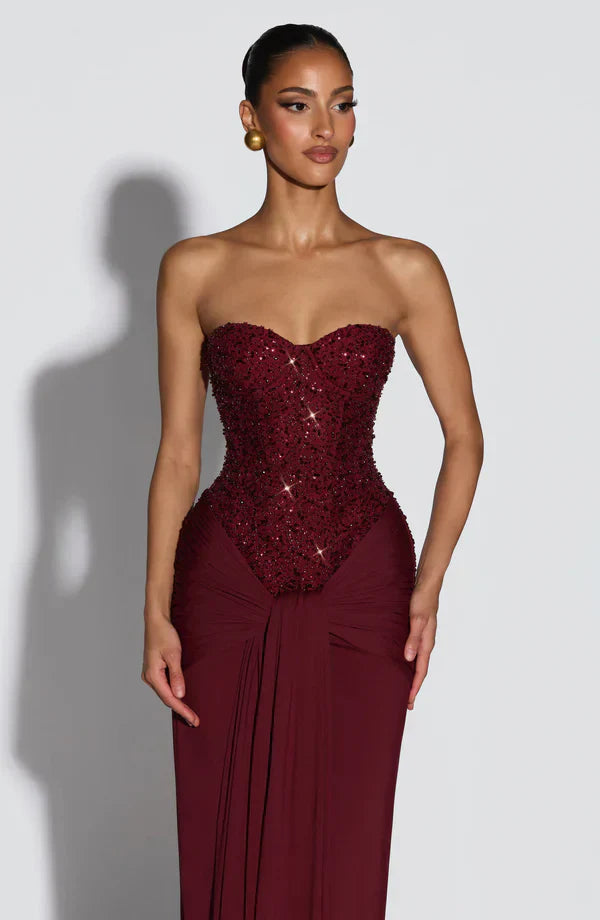 Vestido de gala corset con pedrería