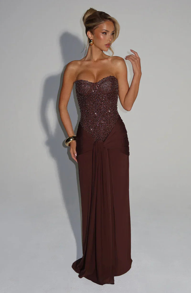 Vestido de gala corset con pedrería