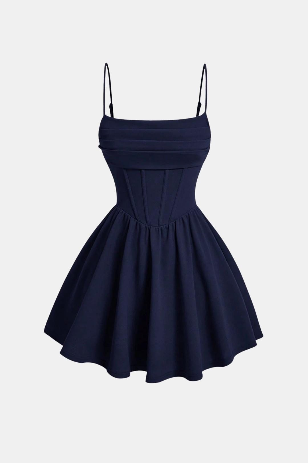 Vestido de cóctel corto con corsé - Azul marino