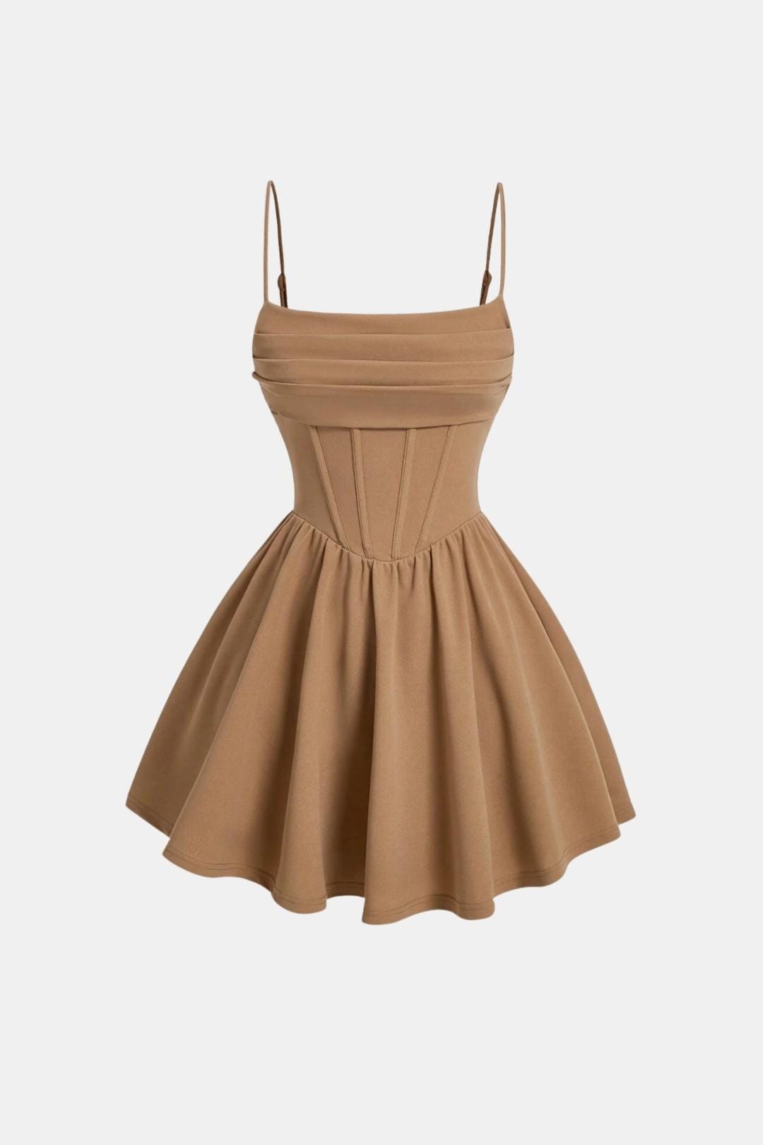 Vestido de cóctel corto con corsé - Caqui