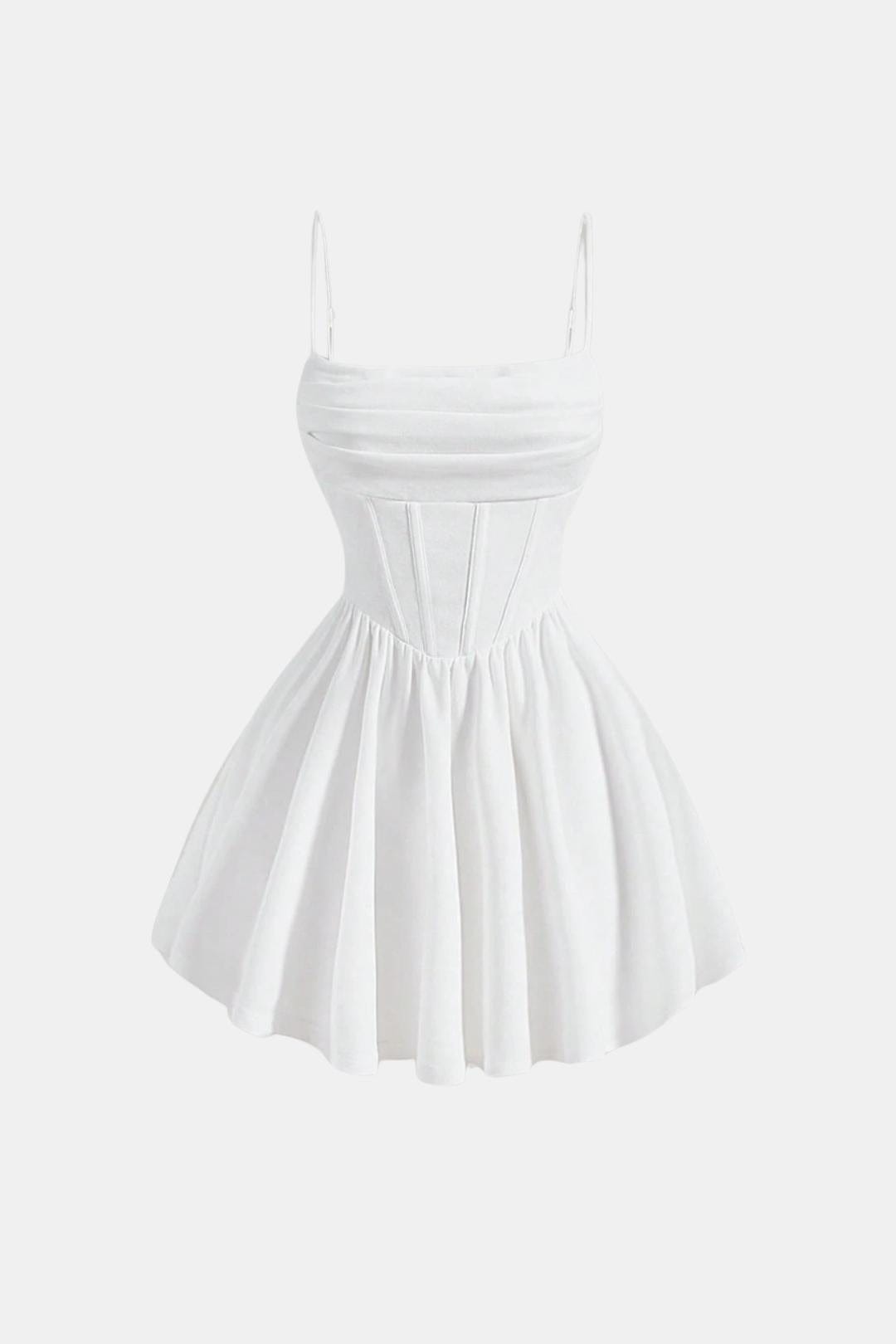Vestido de cóctel corto con corsé - Blanco