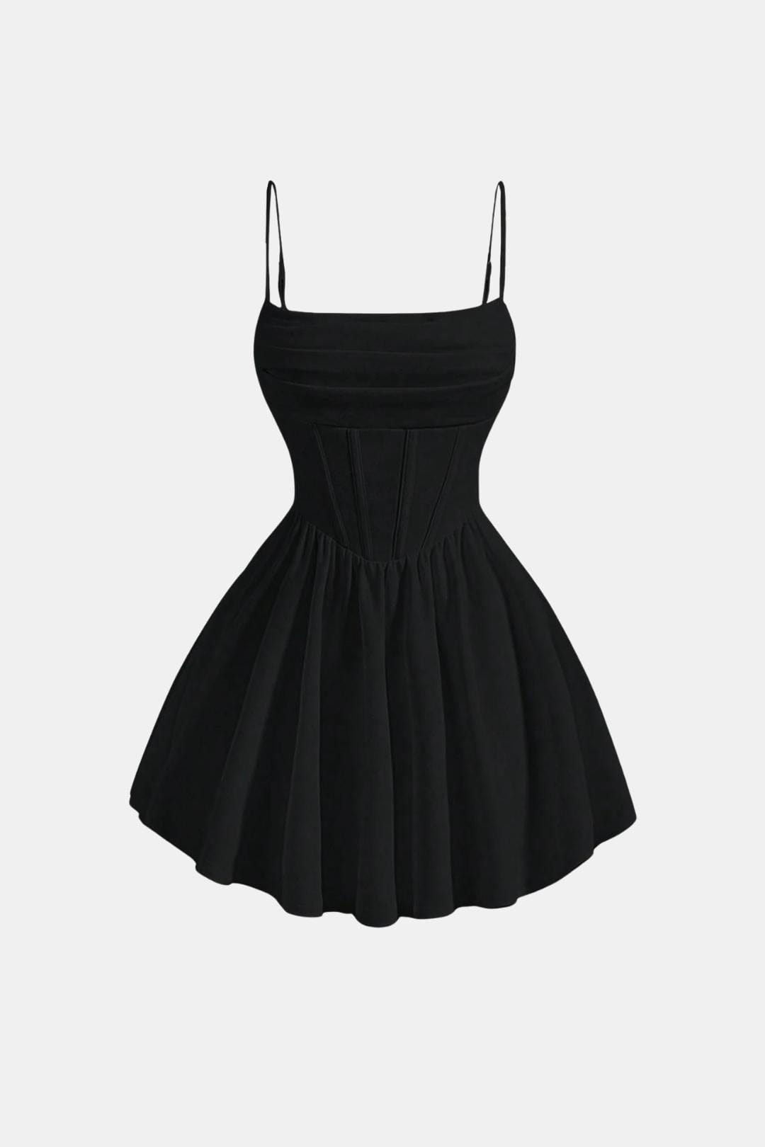 Vestido de cóctel corto con corsé - Negro