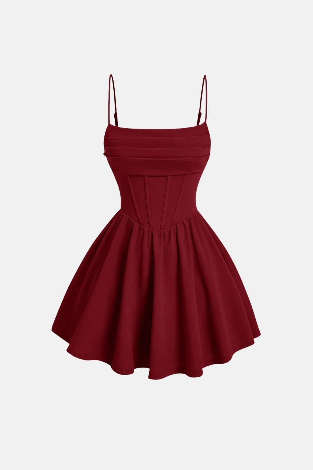Vestido de cóctel corto con corsé - Rojo vino