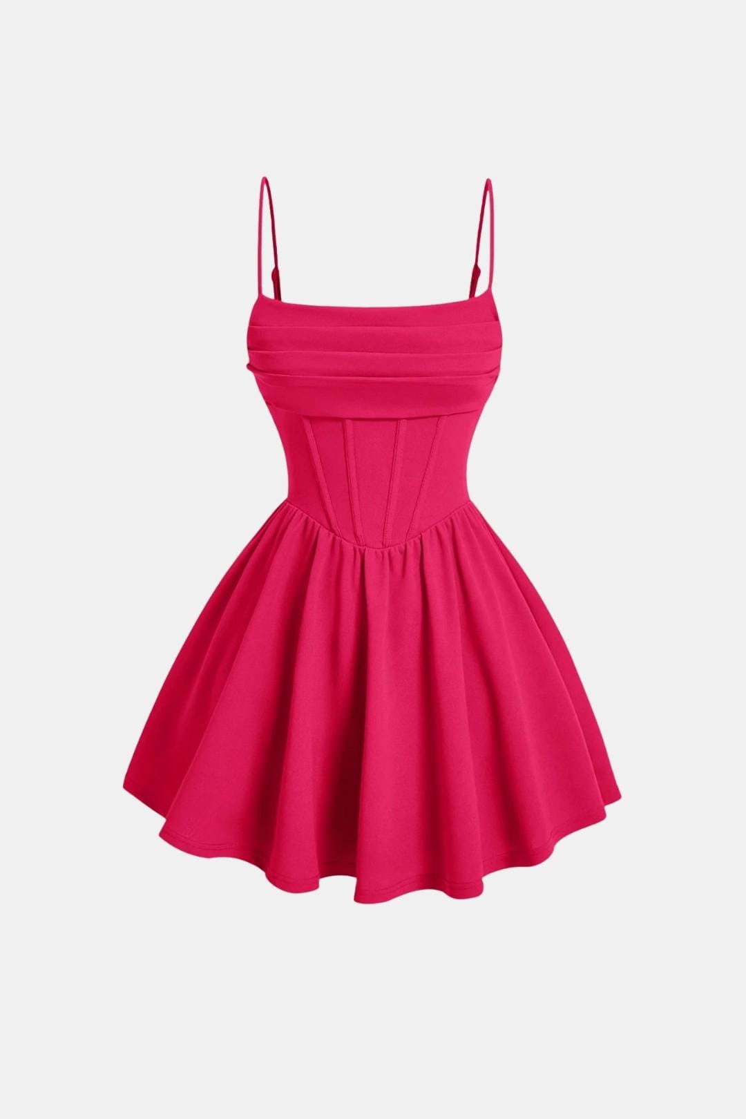Vestido de cóctel corto con corsé - Rosa neón