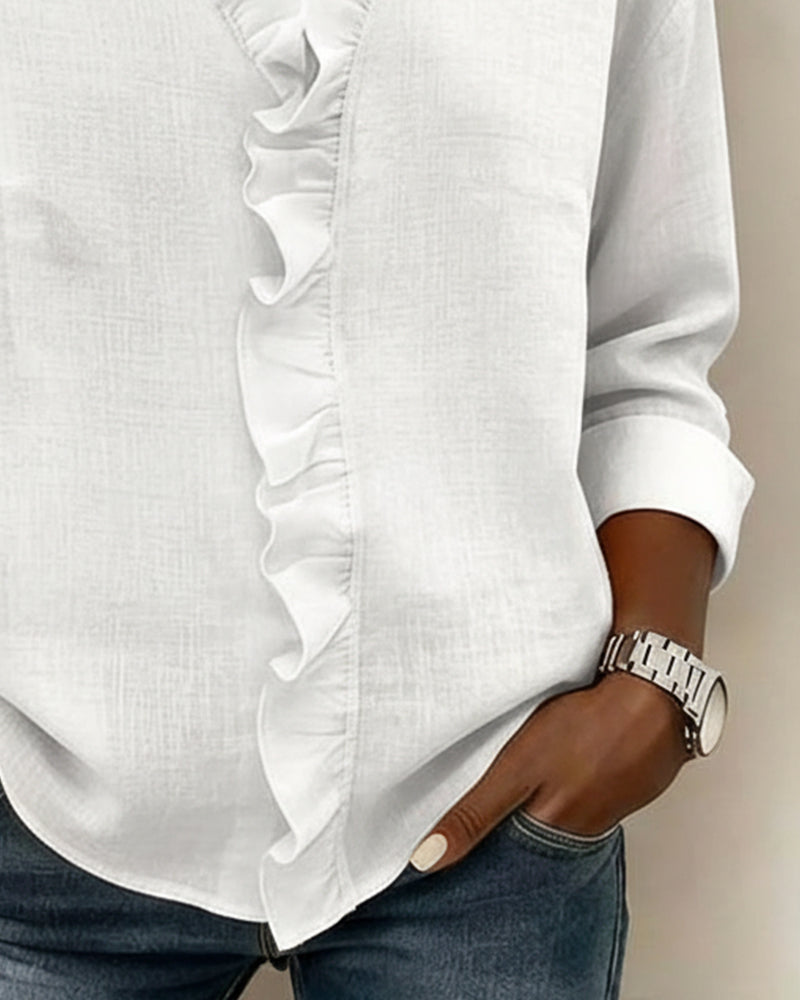 Adriana | Blusa de Cuello en V con Volantes