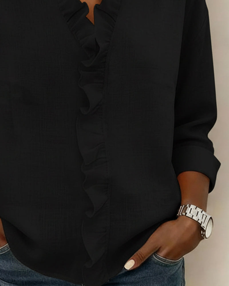 Adriana | Blusa de Cuello en V con Volantes