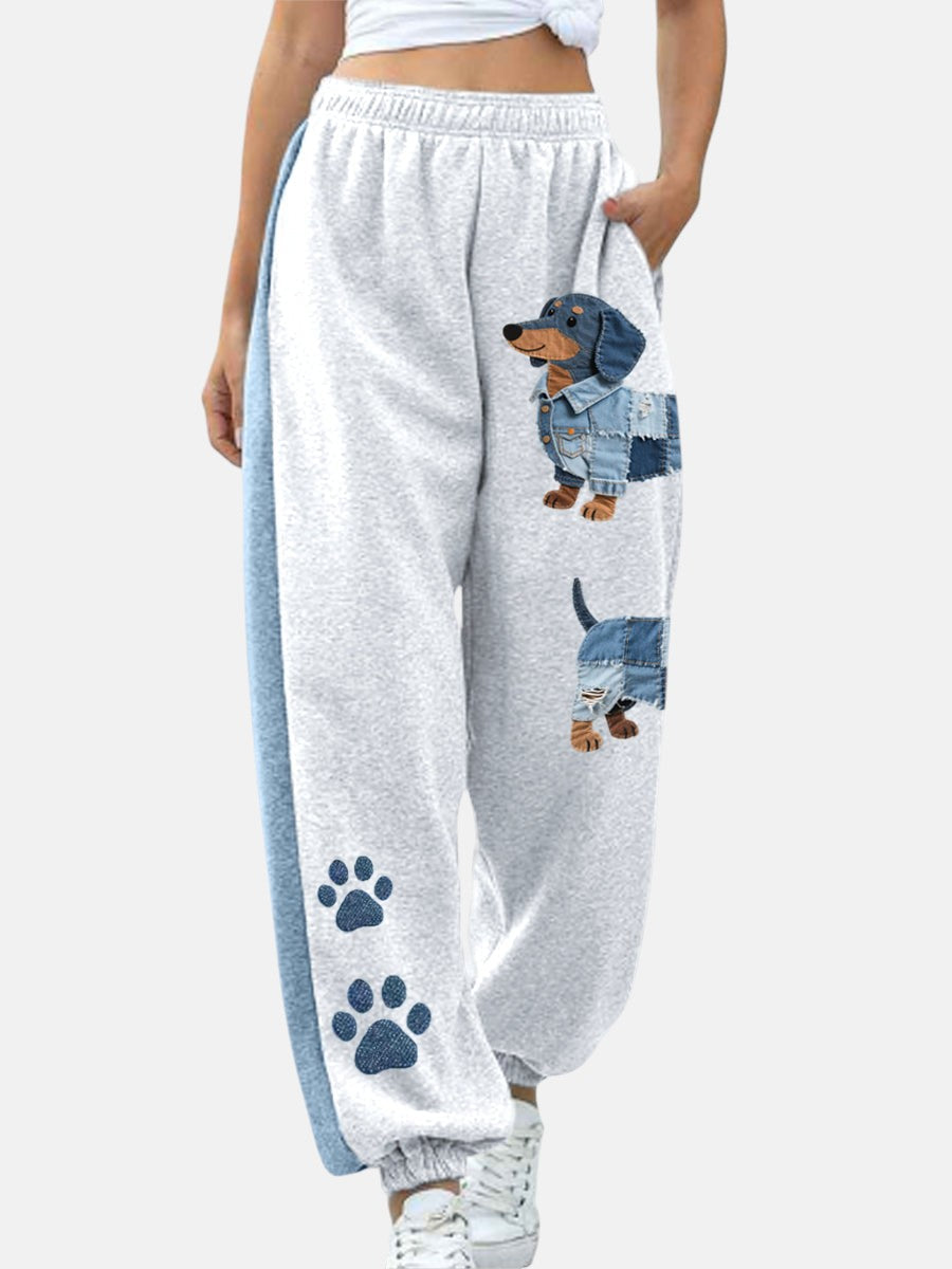 Maricarmen | Jeans Patchwork con Estampado de Perritos para Mujer