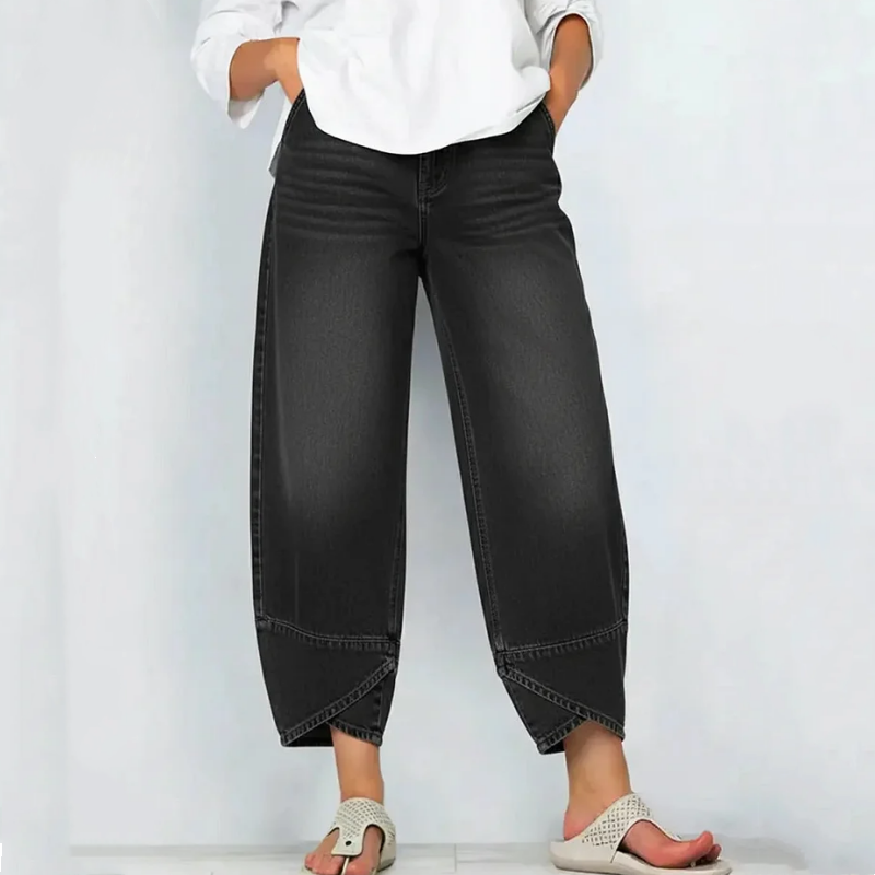 Elena | Jeans Cortos de Pierna Ancha Casual