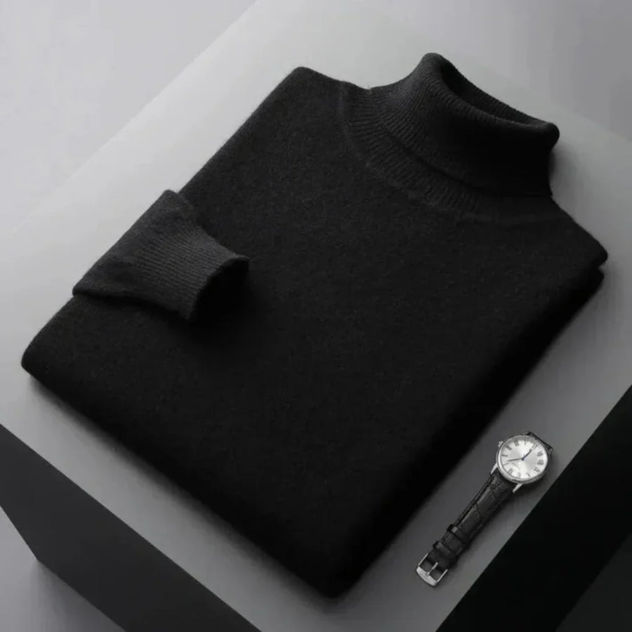 Lázaro | Suéter Elegante de Cuello Alto de Punto Refinado