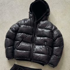 Chamarra acolchada hombre con capucha - Negro
