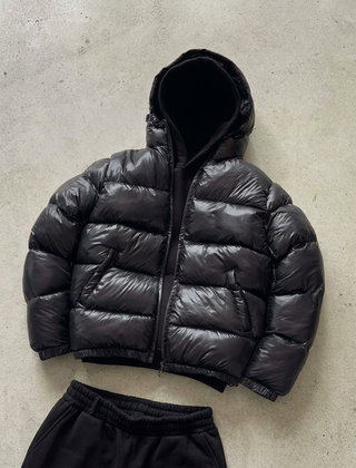 Chamarra acolchada hombre con capucha - Negro