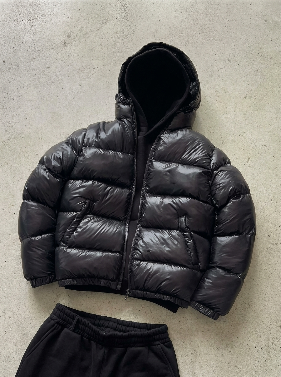 Chamarra acolchada hombre con capucha - Negro